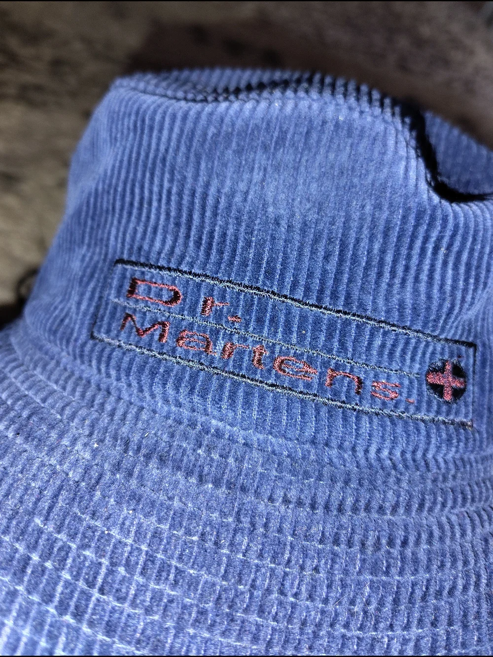 Dr. Martens Navy Corduroy Bucket Hat with Red Logo